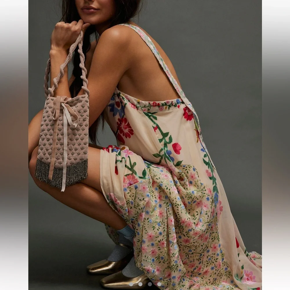 Free people falling petals velvet maxi dress. ASO Whitney Leavit - Picture 3 of 6